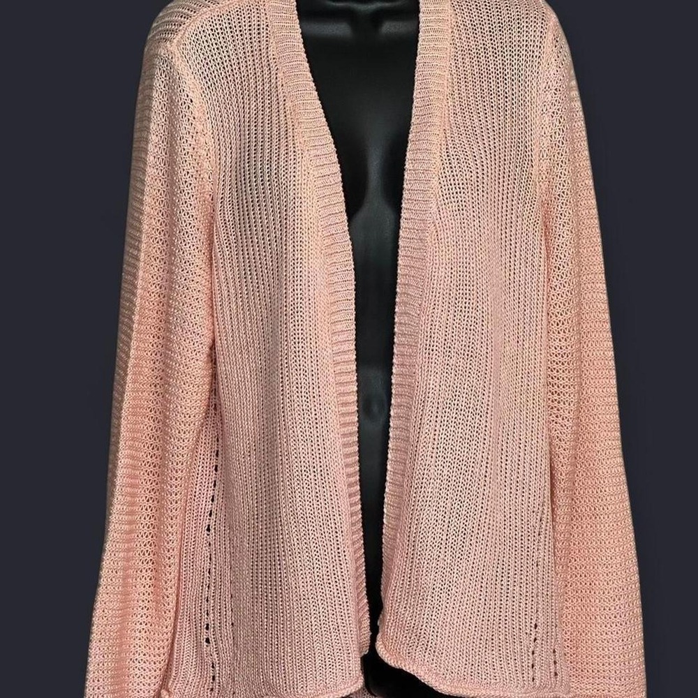 NWT SONOMA size X-Large pastel peach knit open closure long sleeve cardigan
